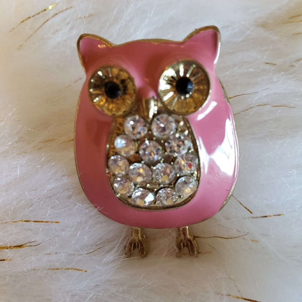 Pink owl adjustable ring